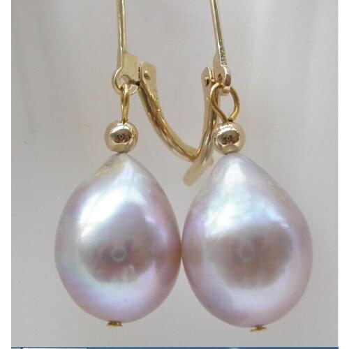 14mm purple drip freshwater pearl dangle earring
