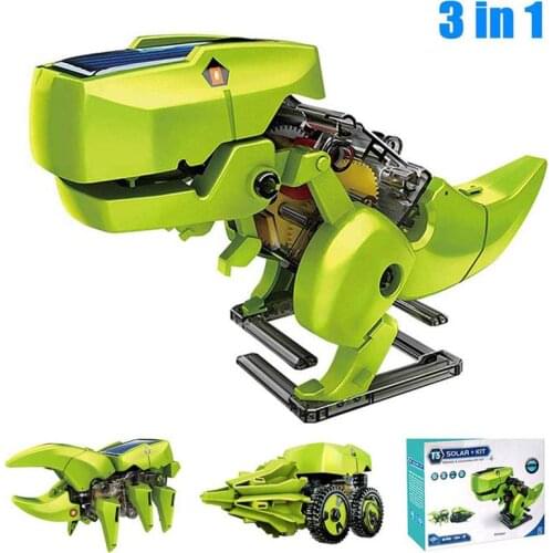 3 In 1 Solar Toys Educational Solar Kit Ransformation Jurassic World Dinosaur Insect Driller Robot DIY Educational Toys