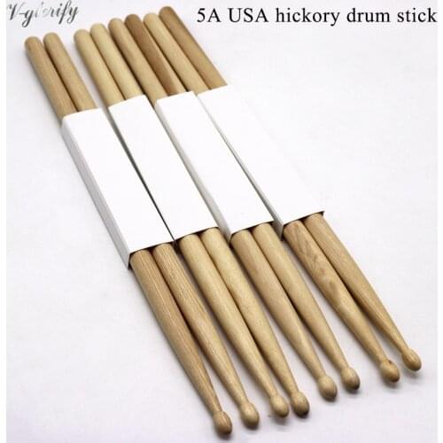 5A USA hickory wood drum stick a pair with white packaging