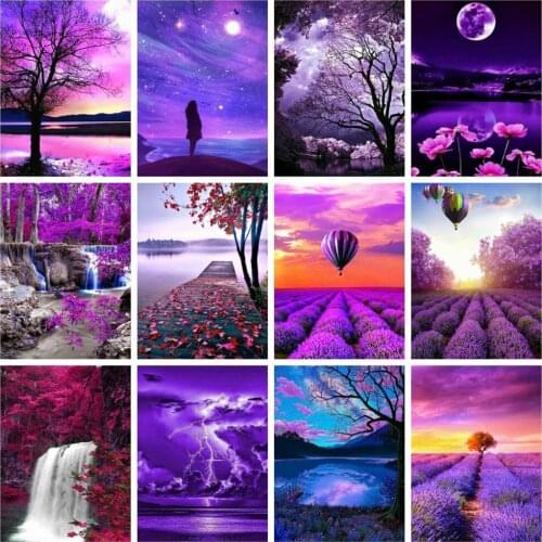 Huacan Diamond Painting 5D Landscape Sunset Full Drill Square Diamond Embroidery Mosaic Rhinestone Pictures Home Decor