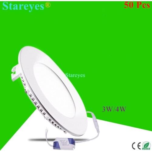 Free shipping 50 pcs Round LED Panel Light 3W 4W AC 85-265V 320 420 lumen smd 2835 downlight bulb led ceiling light Light