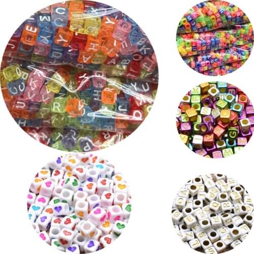 Yanqi 100pcs 6mm Mix Colorful Alphabet Letter Beads Cube Square Beads Acrylic Beads For Jewelry Making Diy Bracelet Necklace