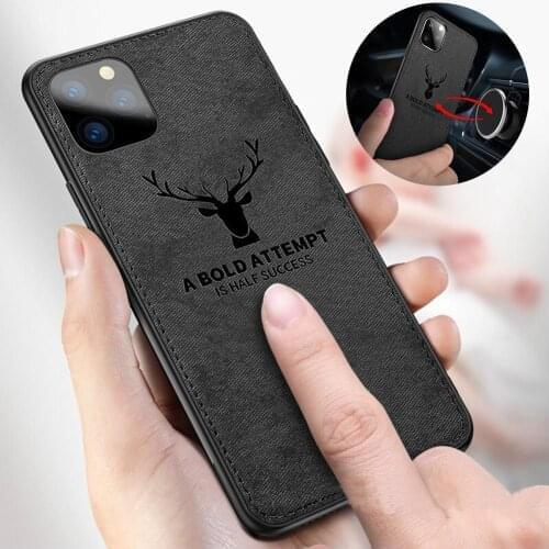 Magnetic Cloth Texture Deer Case For iPhone 12 11 Pro XS MAX XR X 6 7 8 Plus Built-in Magnet Soft TPU Back Cover For Huawei P40
