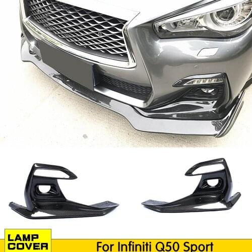 Chrome carbon fiber balck fog light lamp cover trims suitable for Infiniti Q50 Sport 2018 2019