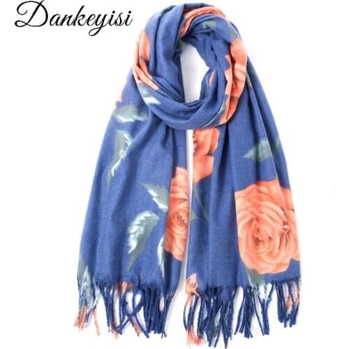 DANKEYISI Warm Winter Women Scarf Feamle Print Warm Cashmere Scarves Thick Shawls Long Scarf Men Lady Neck Bandana Pashmina Wrap