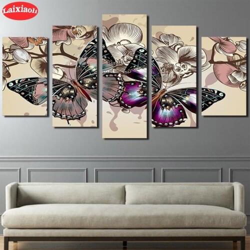 DIY Diamond Painting Color butterfly Rhinestone Diamond Mosaic Full Drill Square Embroidery Cross Stitch Handmade Hobby5 PCS