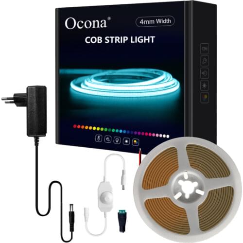 Plug Play Set Color LED Strip Light Linear Bar 12V 24V Flexible COB Tape 480LEDs/m Room Decor Cabinat Red Pink Blue Green DIM