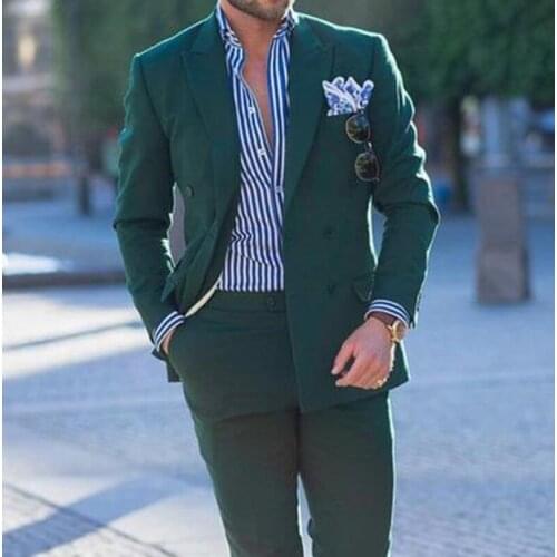 Handsome Groomsmen Double-Breasted Groom Tuxedos Wedding Dress Men Suits Blazer Prom Dinner (Jacket+Pants+Tie) K227