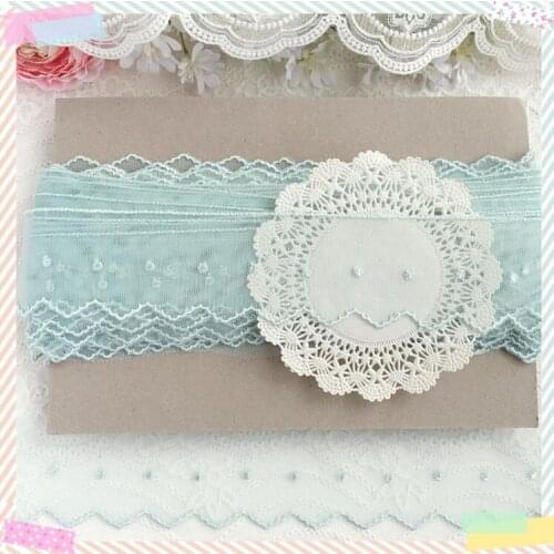 3 Meters/lot 4.5cm New Pretty Mint Blue Lace Applique Embroidery Lace Ribbon Sewing Accessories Hot Sale Embroidered Lace Trim