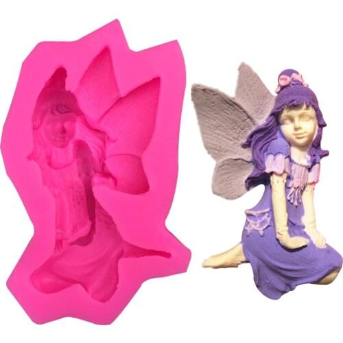 Cute fairy female angel Shape 3D fondant cake silicone mold food grade mastic pastry candy Clay making soap Candle tools F0236