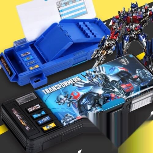 Multifunctional pencil case Transformers pencil case Large capacity plastic double-layer pencil case school supplies