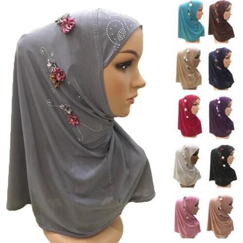 Fashion Women One Piece Scarf Hijab Muslim Islamic Amira Headscarf Wrap Shawl Turban Arab Full Cover Hair Loss Cap Flower Hat