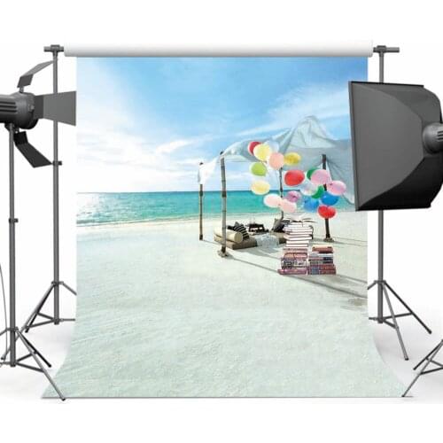 MOCSIKA Blue Sky Sea Photography Background Sandy Beach Summer Holiday Backdrops for Photo Studio
