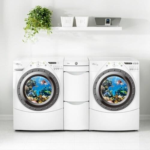 Cartoon coral fish turtle sea world animals 3D window submarine home decor wall sticker for washroom living room decal