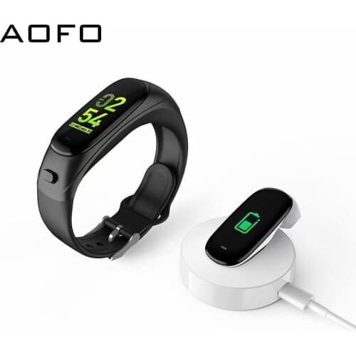 AOFO Bluetooth Headphones Fitness Tracker with Business affairs Bluetooth Smart Bracelet Heart Rate Monitor Pedometer Tracker