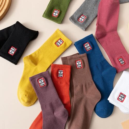 Embroidery Letter Socks Fashion Woman Socks Korea Harajuku Style Kawaii Funny Cartoon Spring Autumn Female Socks Lovely Girl