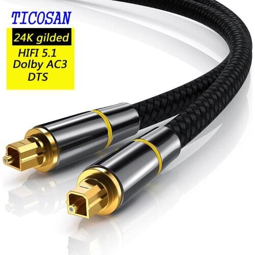 Ticosan HIFI 5.1 SPDIF Fiber Toslink Optical Cable Audio for TV box PS4 Speaker Wire Soundbar Amplifier Subwoofer 1m 2m 5m 10m