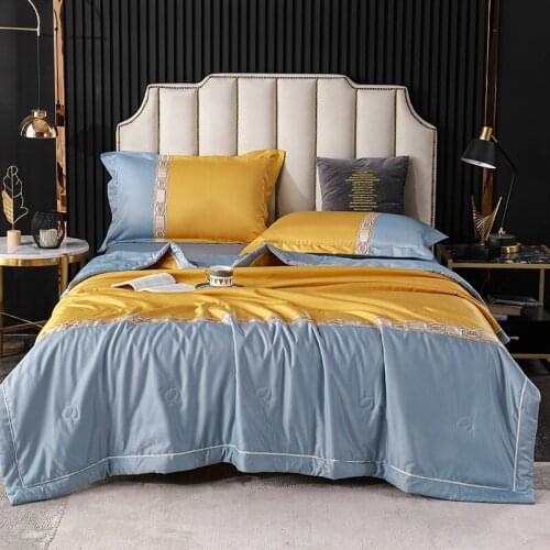 Duvets Washed Silk Embroidery Stitching Simple Quilt Home Hotel Air Conditioning Quilt Summer Quilt Single Double Bedspread