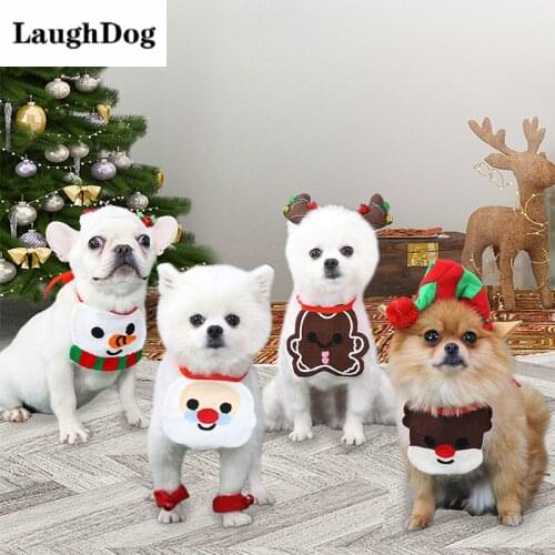 Christmas Pet Bib Cat Dog Saliva Towel Adjustable Cute Cartoon Scarf Bib for Small Dogs Collar Pet Accessories Puppy Neckerchief