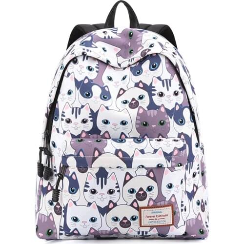 Rucksack Women 2019 Brand Cute Cat Printing Backpack School Soft Material Schoolbags for Teenage Girls Stress Relieve Bookbags