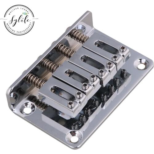 Silver 4 String Hardtail Tailpiece Bridge for Electric Ukelele Cigar Box Guitar