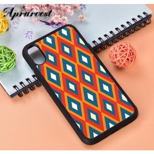 Aprarvest Retro Geometric Pattern Silicone Rubber Phone Case Cover For iPhone 6 6S 7 8 PLUS X XS XR 11 12 MINI PRO MAX