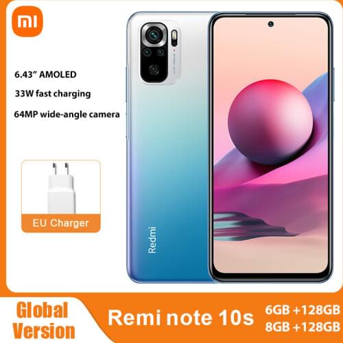 Global Version Xiaomi Redmi Note 10S 6GB 64GB/128GB 10S Smartphone 64MP Quad Camera Helio G95 AMOLED DotDisplay 33W Fast Charge