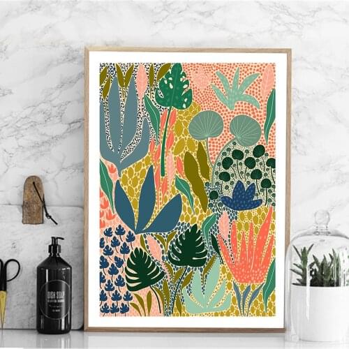 Modern Multicolored Abstract Garden PLants Wall Art Canvas Painting Picture Posters and Prints Gallery Aisle Unique Home Decor