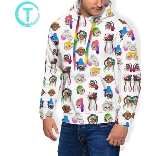 Splatoon Hoodie Splatoon 2 Hoodies Casual Long Pullover Hoodie Polyester Mens Warm XXXL Streetwear Red Hoodies