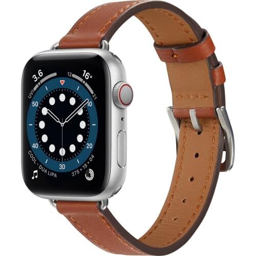 Slim-fit leather strap for Apple watch band 44mm 40mm series 6 5 4 SE Men/Women bracelet strap for iwatch 3 2 1 42mm 38mm band