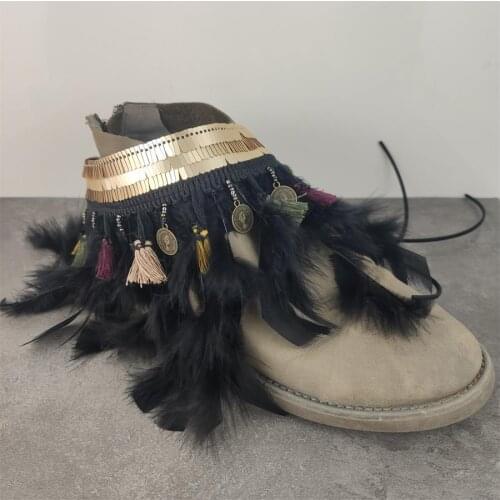 Woman high heel shoes pump heels feather charm decorations party singer dance show shoes boots wedding decoration