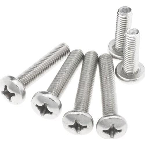 10Pcs M5M6mm304 Stainless Steel Cross Head Screw Round Head Screw*8/10/12/16/20/25-80