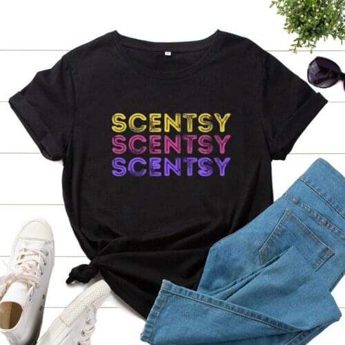 Summer Cotton 100% Women Short Sleeve T-shirt Plus Size Scentsy Letter Printed Female Fashion Casual Streetwear Graphic Tee Tops