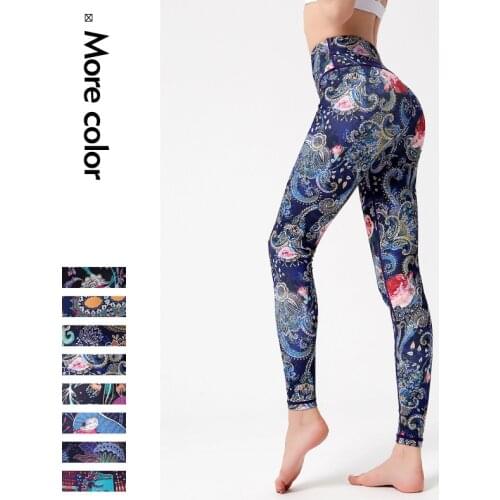 Women Printed Yoga Leggings High Waist Sport Trousers Women Gym Tights Fitness Clothes Sportswear Workout Stretchy Running Pants