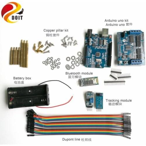 1 set Bluetooth Control for Smart Car Chassis with Arduino UNO R3 board, Motor Drive Shield Board, Tracking Module