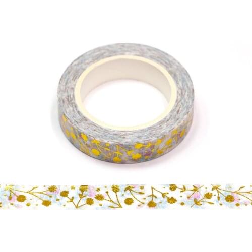 1PC 10MM*10M Foil Spring Gold Flowers Leaves Decorative Washi Tape DIY Scrapbooking Masking Tape School Office Supply