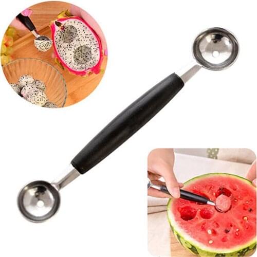 1PC Stainless Steel Cook Dual Double Melon baller ice cream scoop fruit Spoon