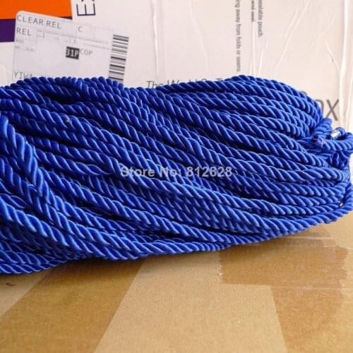 100 Meters 5mm Royal Blue Color Decorative Polyester Twisted Cords 20 Colors Available
