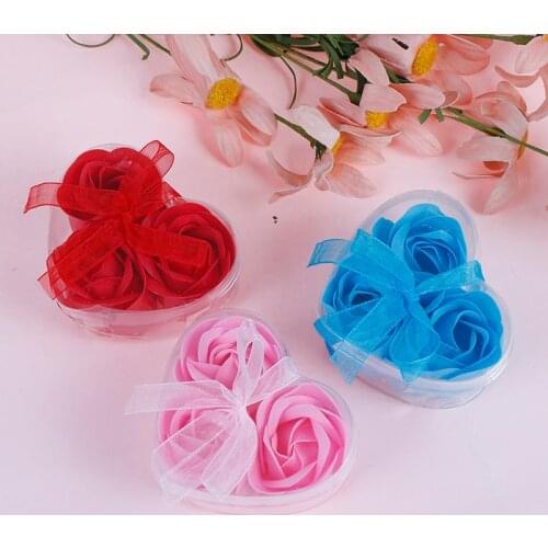 3Pcs/pack Gift Best Heart Scented Bath Body Petal Rose Flower Soap Wedding Decoration