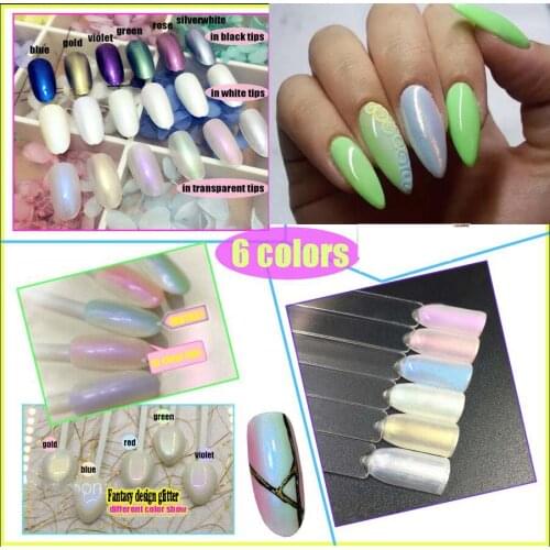 3g/jar 6 Colors Shinning Mirror Mermaid Nail Glitter Powder Dust Nail Art Chrome Pigment Glitters for Nail Art #***MG01-06