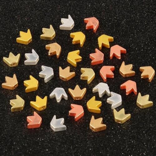 60pcs Gold Silver Color Crown Shape Beads Hematite Stone Loose Spacer Beads for Jewelry Making DIY Handmade Bracelets 8mm