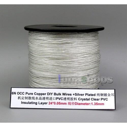 6m 6n OCC + Silver Plated 24AWG 24*0.05mm PVC OD 1.35mm DIY Audio Headphone Earphone Cable LN006014