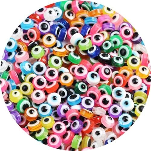 Mixed Color Oval Shape Spacer Beads Evil Eye Beads Stripe Resin Spacer Beads for Jewelry Making DIY Bracelet Necklace Charms