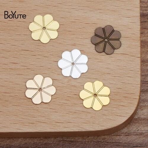 BoYuTe (500 Pieces/Lot) 10MM Metal Copper Stamping Flower Materials Diy Hand Made Jewelry Accessories