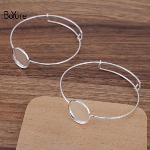BoYuTe (20 Pieces/Lot) 65*1.5MM Metal Brass Adjustable Bracelet Base with 20MM Blank Tray Diy Handmade Jewelry Accessories