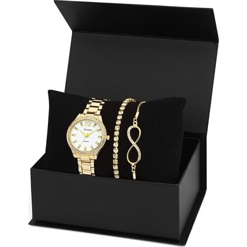 Sleeve Clock Gift PS1097 Yellow Gold Cord Yellow Zircon Bracelet Hand face against washing waterproof wristband