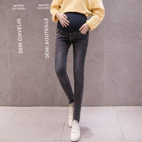 Pregnant womens jeans spring and autumn models of pregnant womens belly lift pants fashion wild nine-point pants maternity clo