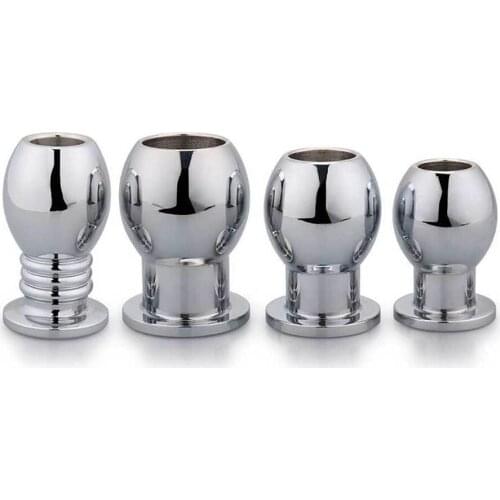 Smooth Touch Head Metal Anal Plug Sex Toys Stainless Steel Hollow Butt Plug Anal Beards for Adult Game RY-137