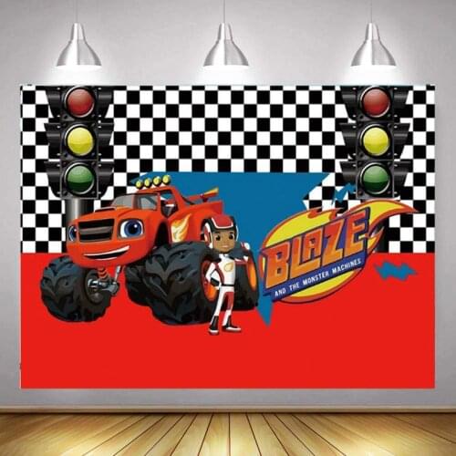 Truck Rally Monster Cartoon Background Theme Boy Birthday Party Props Decoration Wallpaper Photo Studio Photography Backdrop