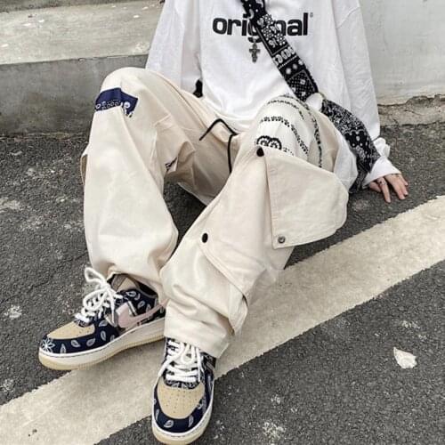 HOUZHOU Japanese Streetwear Harajuku Pants Women Hip Hop Cargo Pants Hippie Detachable Black Patchwork Trousers Women Hippie
